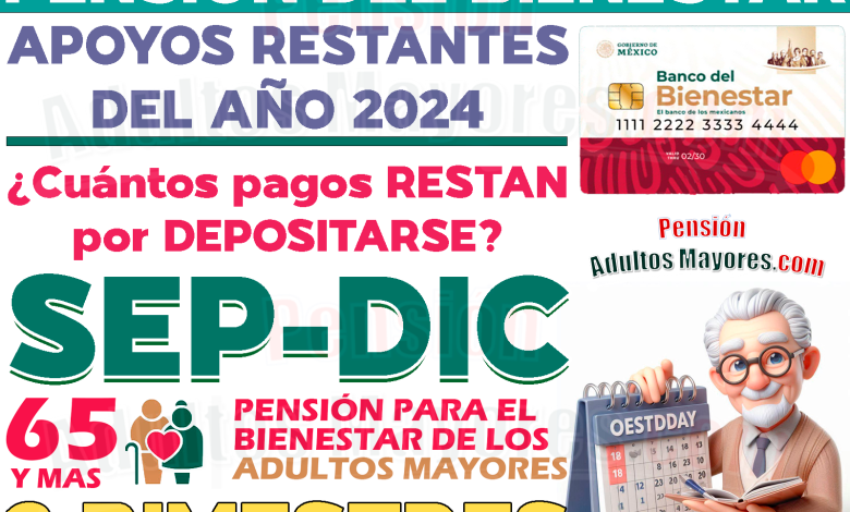 Pensiones del Bienestar RESTANTES para el año 2024. ¿Cuántos pagos recibirás en lo que queda del año?