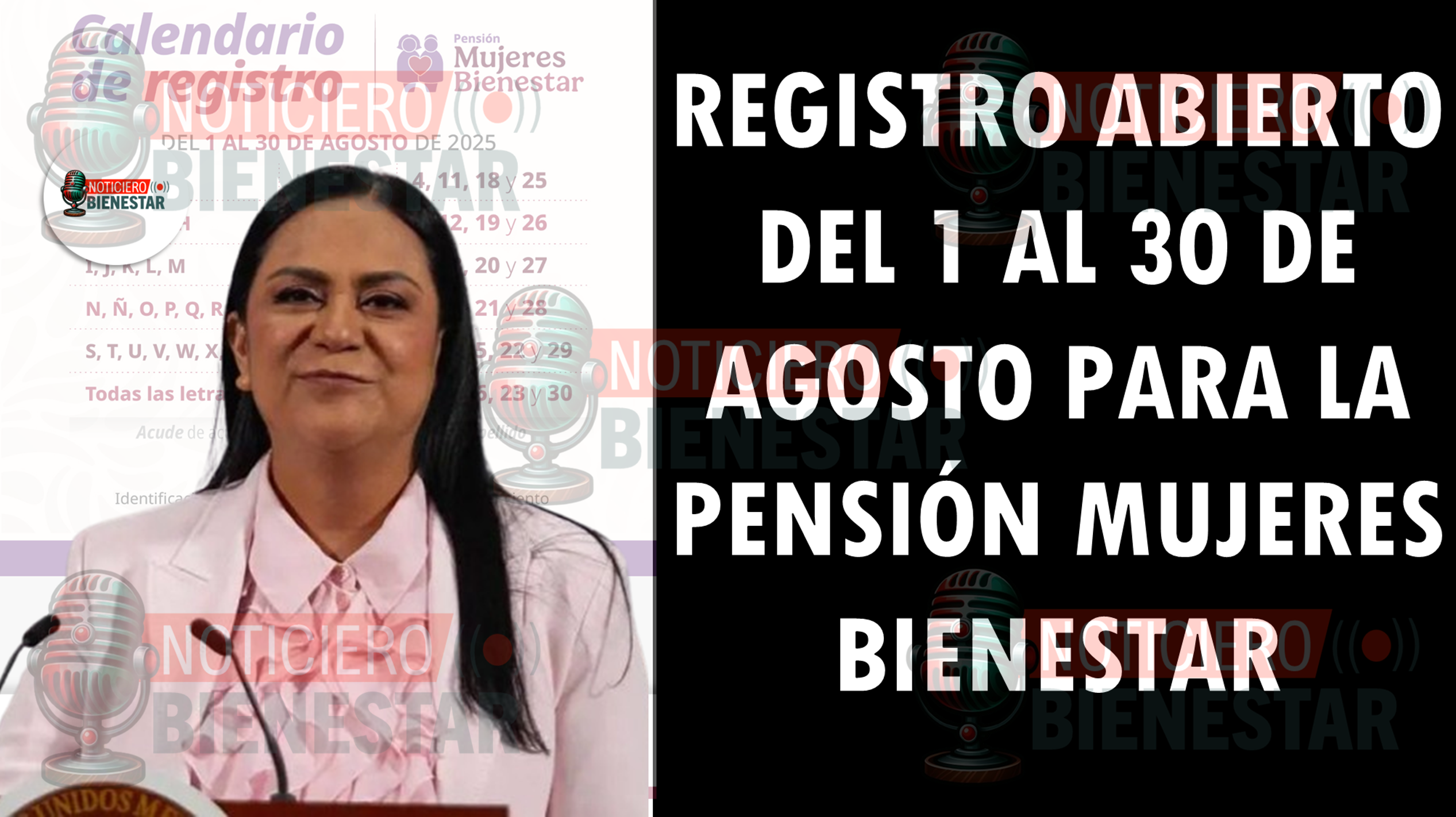 Registro abierto del 1 al 30 de agosto para la Pensión Mujeres Bienestar