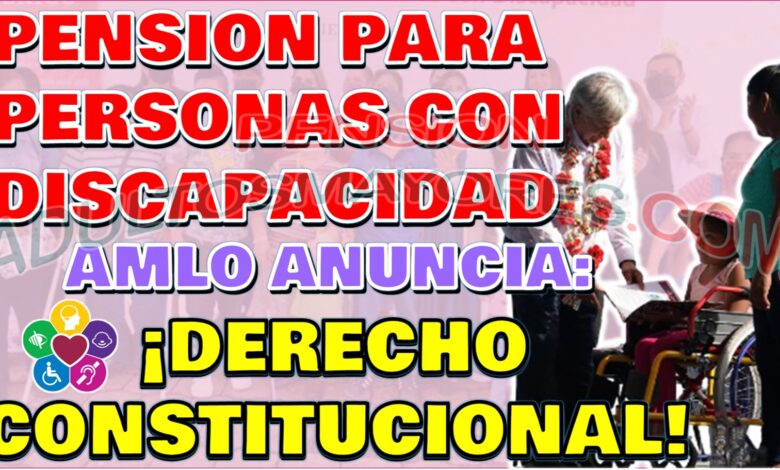 ¡ES DERECHO CONSTITUCIONAL! La Pensión para Personas con Discapacidad subirá a rango constitucional