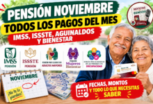 Pensión noviembre 2026: fechas de pago del IMSS, ISSSTE, aguinaldo y Pensión del Bienestar