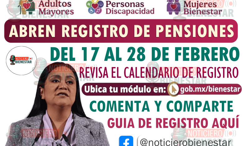 Registro para la Pensión para Adultos Mayores, Mujeres Bienestar y Personas con Discapacidad