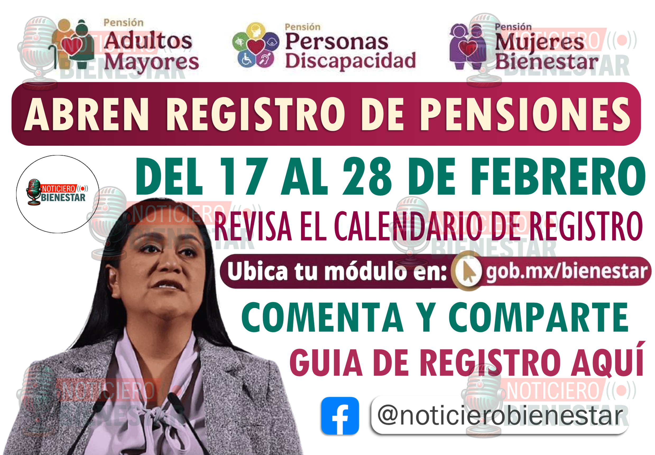 Registro para la Pensión para Adultos Mayores, Mujeres Bienestar y Personas con Discapacidad