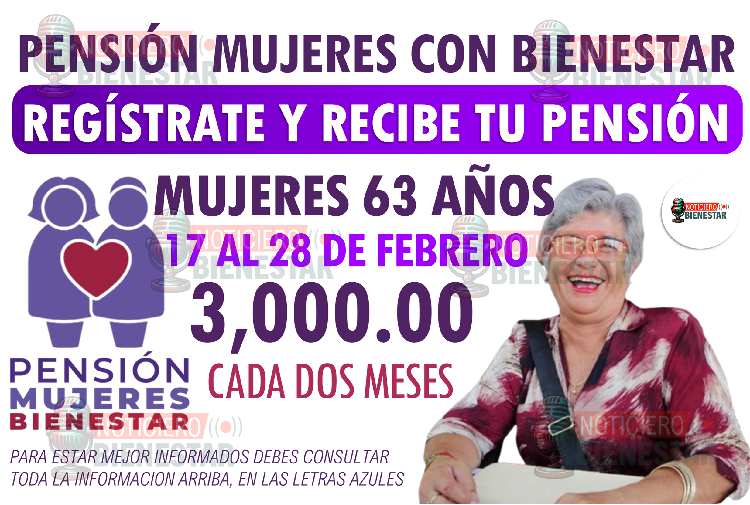 Calendario de Inscripción de la Pensión Mujeres con Bienestar